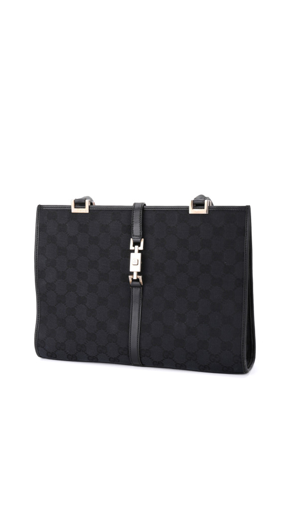Gucci GG Supreme Canvas Tote med Web-lås – Svart