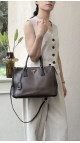 Prada Double Tote Bag i To-farget Skinn – Brun og Sort