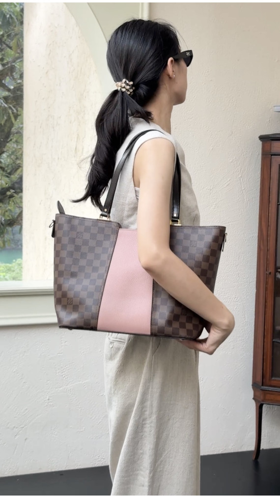 Louis Vuitton Damier Ebene Rose Ballerine Canvas Tote