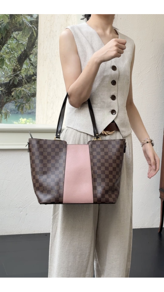 Louis Vuitton Damier Ebene Rose Ballerine Canvas Tote