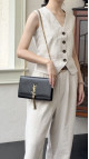 Saint Laurent Kate Tassel Skulderveske i Sort Skinn med Gullkjedestropp