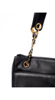 Chanel Vintage Tote Bag i Sort Skinn med Gullkjetting