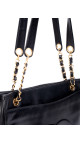 Chanel Vintage Tote Bag i Sort Skinn med Gullkjetting