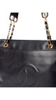Chanel Vintage Tote Bag i Sort Skinn med Gullkjetting