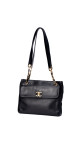 Chanel Vintage Tote Bag i Sort Skinn med Gullkjetting