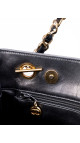 Chanel Vintage Tote Bag i Sort Skinn med Gullkjetting