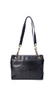 Chanel Vintage Tote Bag i Sort Skinn med Gullkjetting