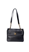 Chanel Vintage Tote Bag i Sort Skinn med Gullkjetting