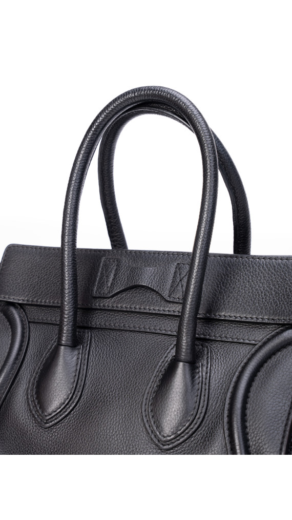 Celine Luggage Tote Handbag Size Micro (Medium) i Sort Skinn