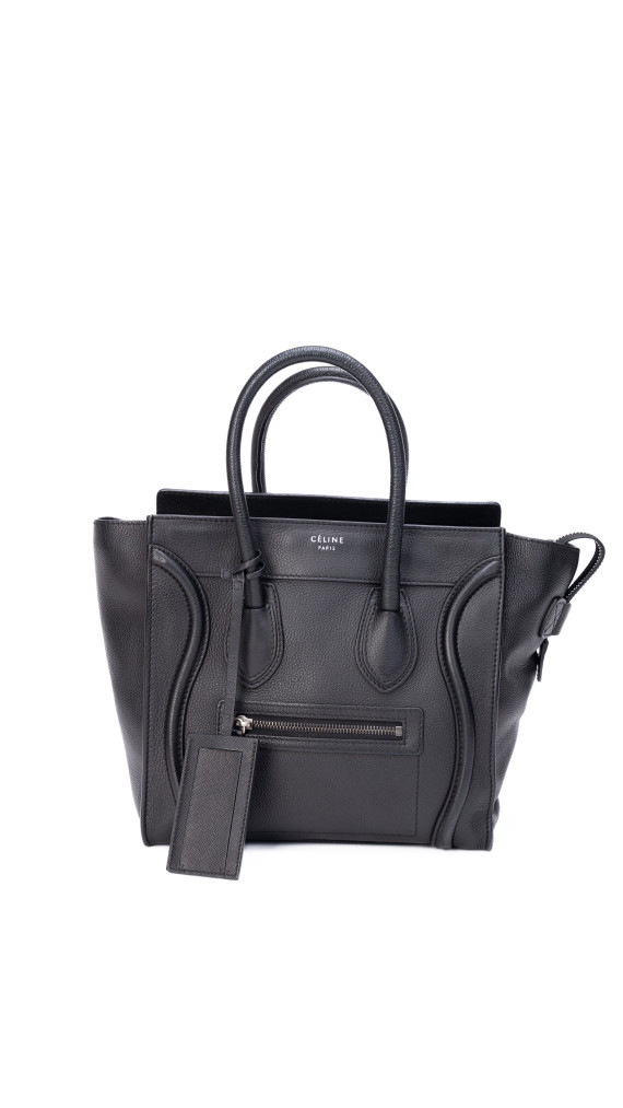 Celine Luggage Tote Handbag Size Micro (Medium) i Sort Skinn