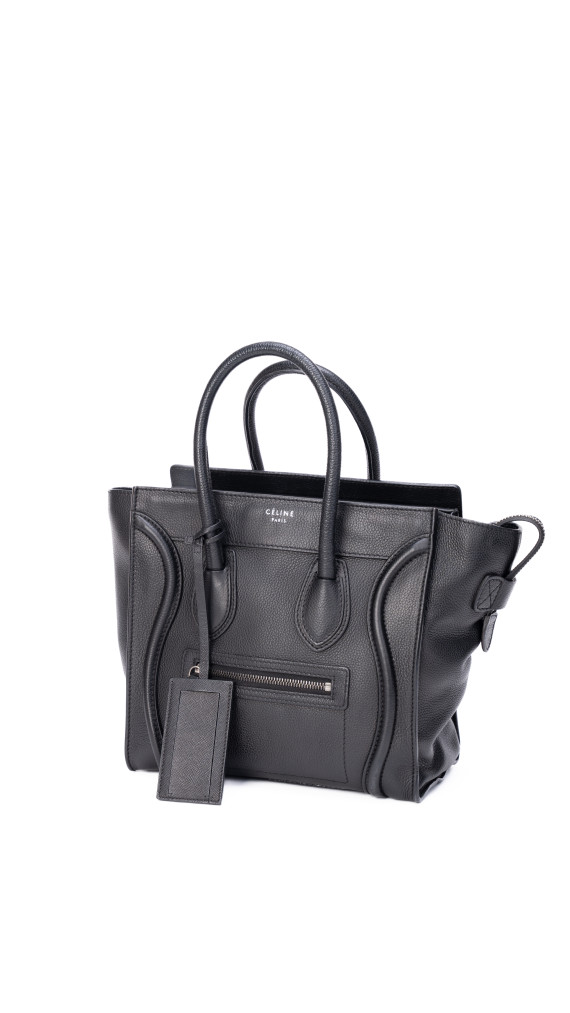 Celine Luggage Tote Handbag Size Micro (Medium) i Sort Skinn