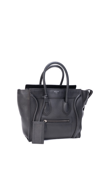 Celine Luggage Tote Handbag Size Micro (Medium) i Sort Skinn