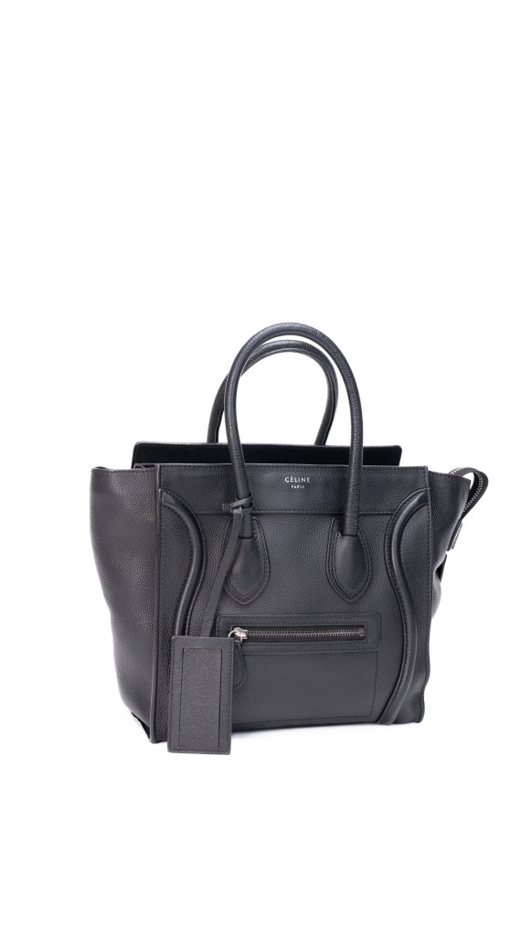 Celine Luggage Tote Handbag Size Micro (Medium) i Sort Skinn