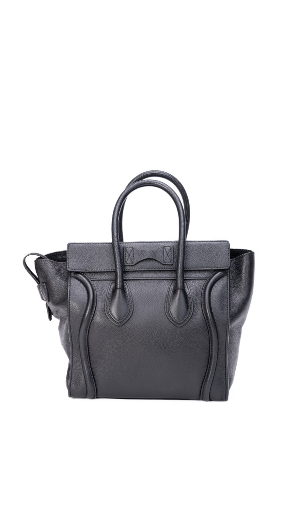 Celine Luggage Tote Handbag Size Micro (Medium) i Sort Skinn