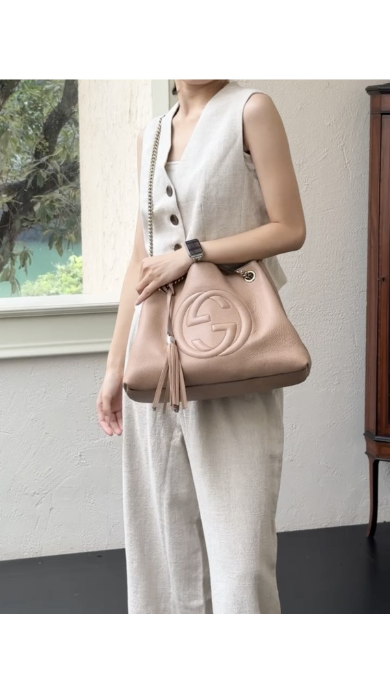 Gucci Soho Chain Tote Bag med Duskedetalj