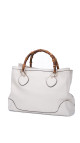 Gucci Bamboo Handle Tote i kremfarget skinn