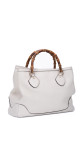 Gucci Bamboo Handle Tote i kremfarget skinn
