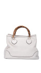 Gucci Bamboo Handle Tote i kremfarget skinn
