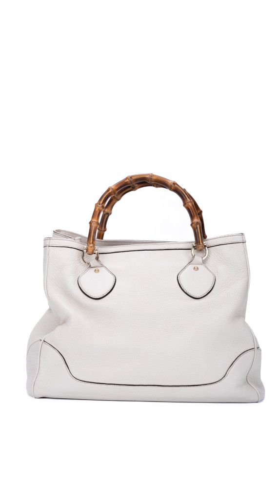 Gucci Bamboo Handle Tote i kremfarget skinn