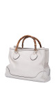 Gucci Bamboo Handle Tote i kremfarget skinn