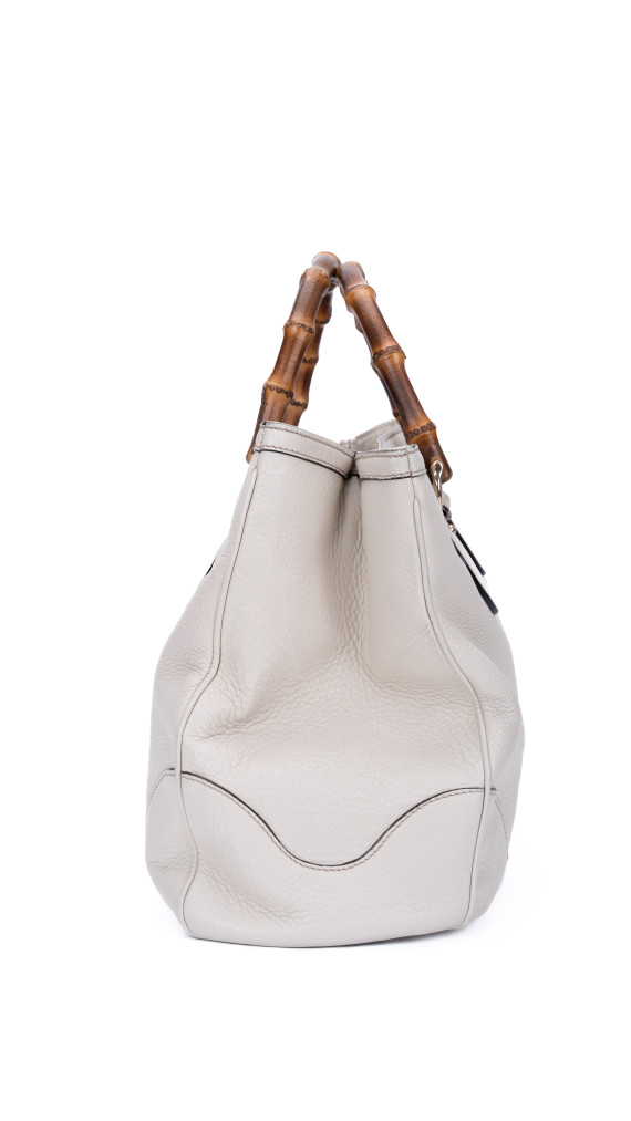 Gucci Bamboo Handle Tote i kremfarget skinn
