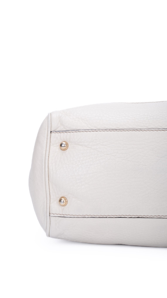 Gucci Bamboo Handle Tote i kremfarget skinn