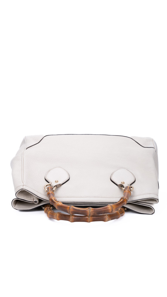 Gucci Bamboo Handle Tote i kremfarget skinn