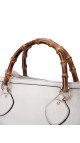 Gucci Bamboo Handle Tote i kremfarget skinn