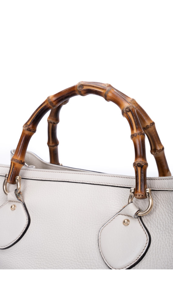 Gucci Bamboo Handle Tote i kremfarget skinn