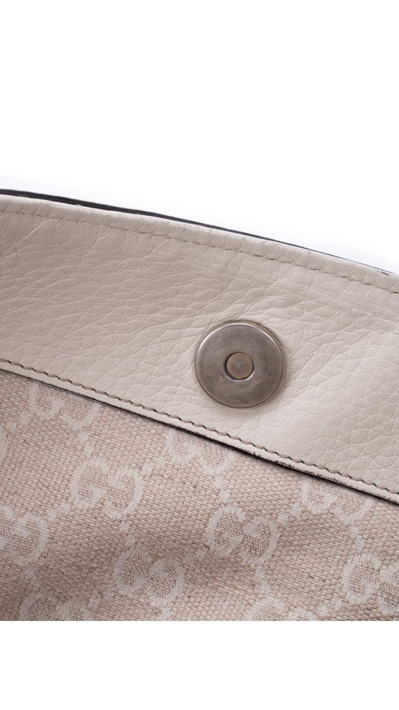 Gucci Bamboo Handle Tote i kremfarget skinn
