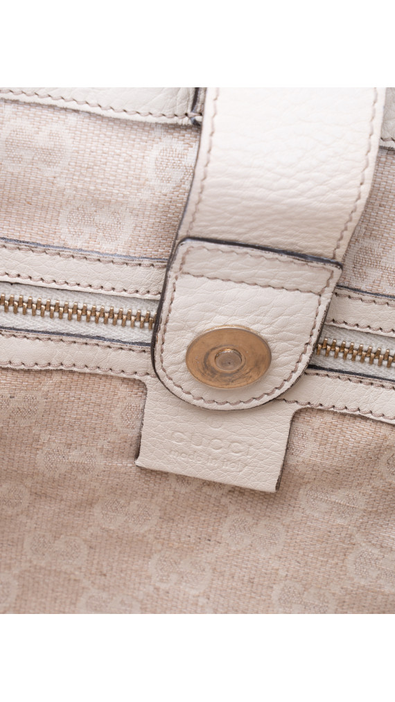 Gucci Bamboo Handle Tote i kremfarget skinn