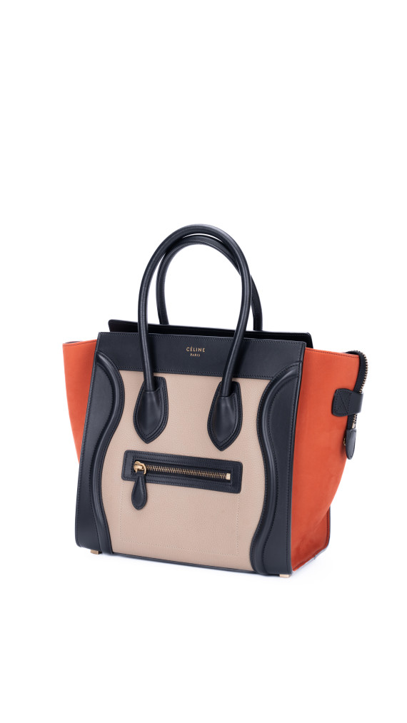 Celine Luggage Tote Bag i Canvas og Skinn – Tricolor