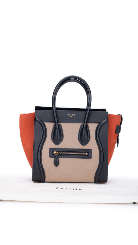 Celine Luggage Tote Bag i Canvas og Skinn – Tricolor