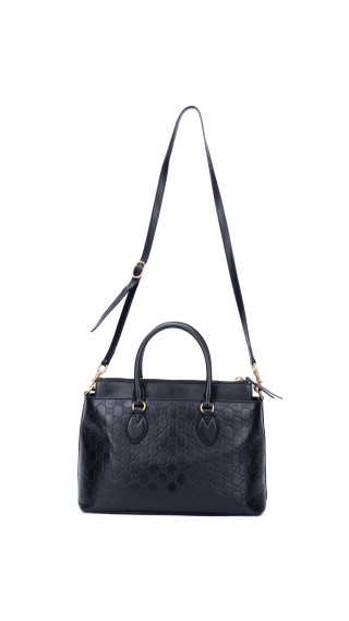 Gucci Monogram Tote i svart Guccissima-skinn