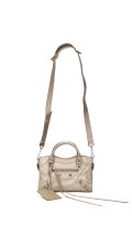 Balenciaga Mini City Bag i metallisk beige skinn