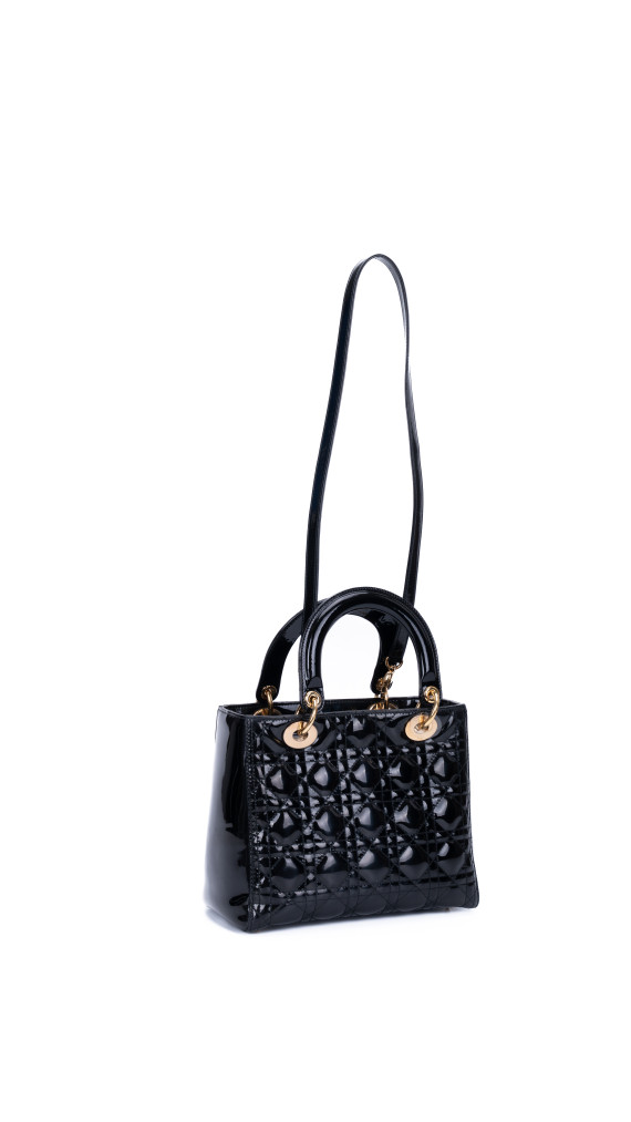 Christian Dior Lady Dior i Patent Skinn Veske – Svart