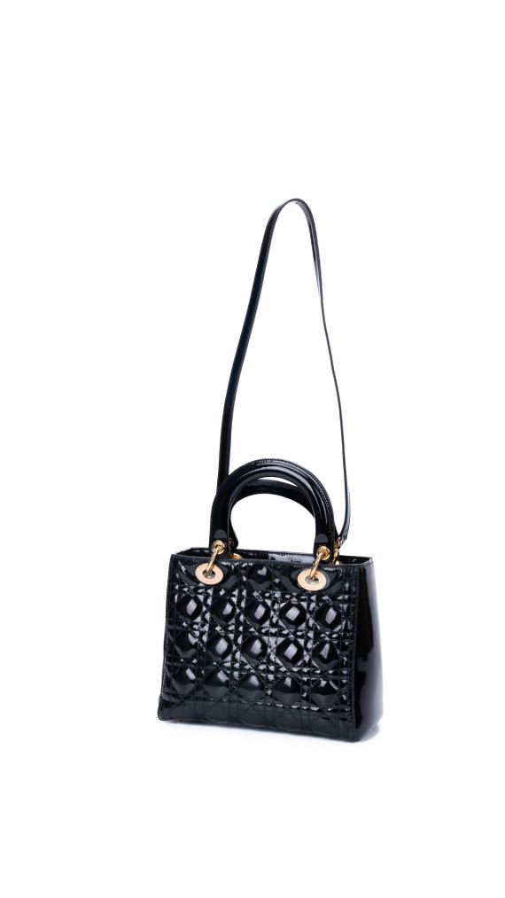 Christian Dior Lady Dior i Patent Skinn Veske – Svart