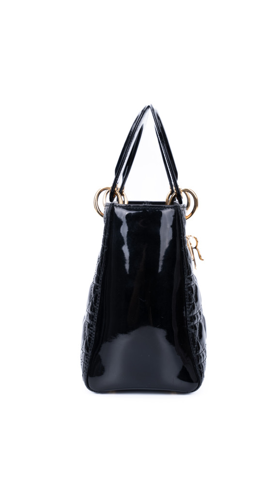 Christian Dior Lady Dior i Patent Skinn Veske – Svart