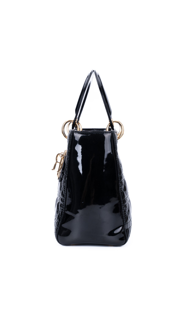 Christian Dior Lady Dior i Patent Skinn Veske – Svart