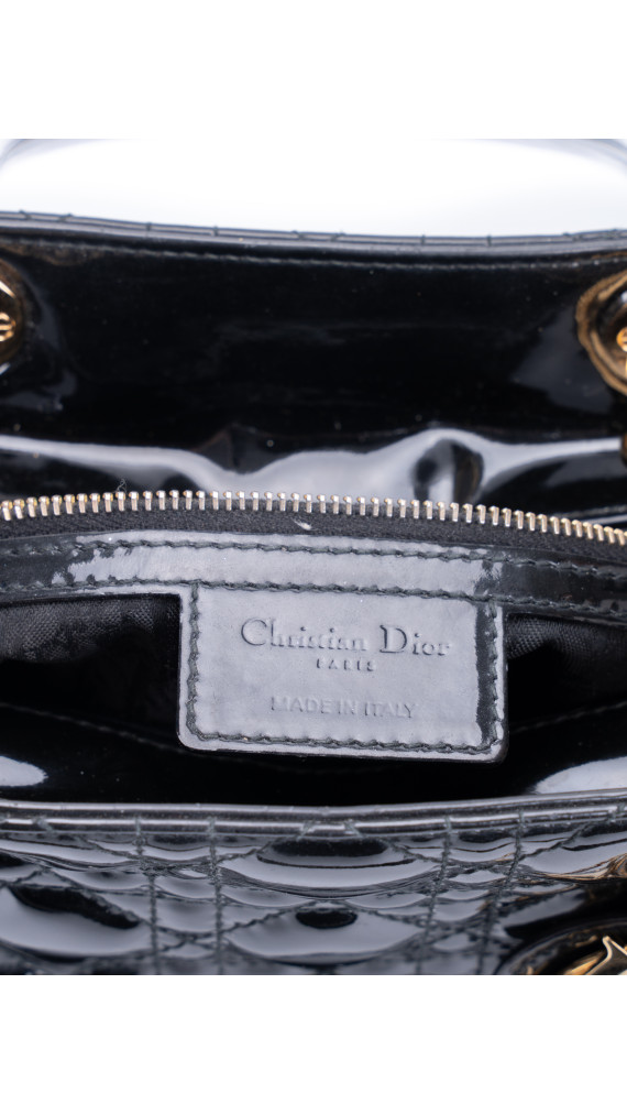 Christian Dior Lady Dior i Patent Skinn Veske – Svart