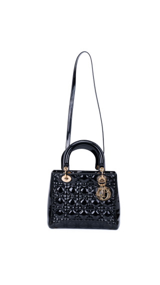 Christian Dior Lady Dior i Patent Skinn Veske – Svart