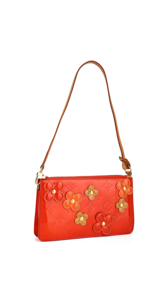 Louis Vuitton Monogram Vernis Flowers Shoulder Bag Oransjerød