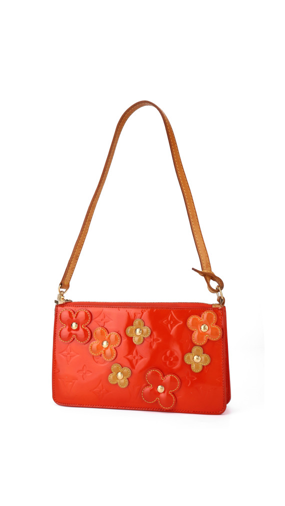 Louis Vuitton Monogram Vernis Flowers Shoulder Bag Oransjerød
