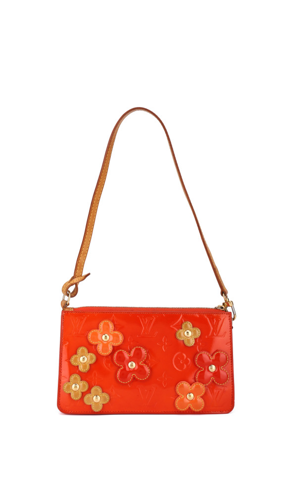 Louis Vuitton Monogram Vernis Flowers Shoulder Bag Oransjerød
