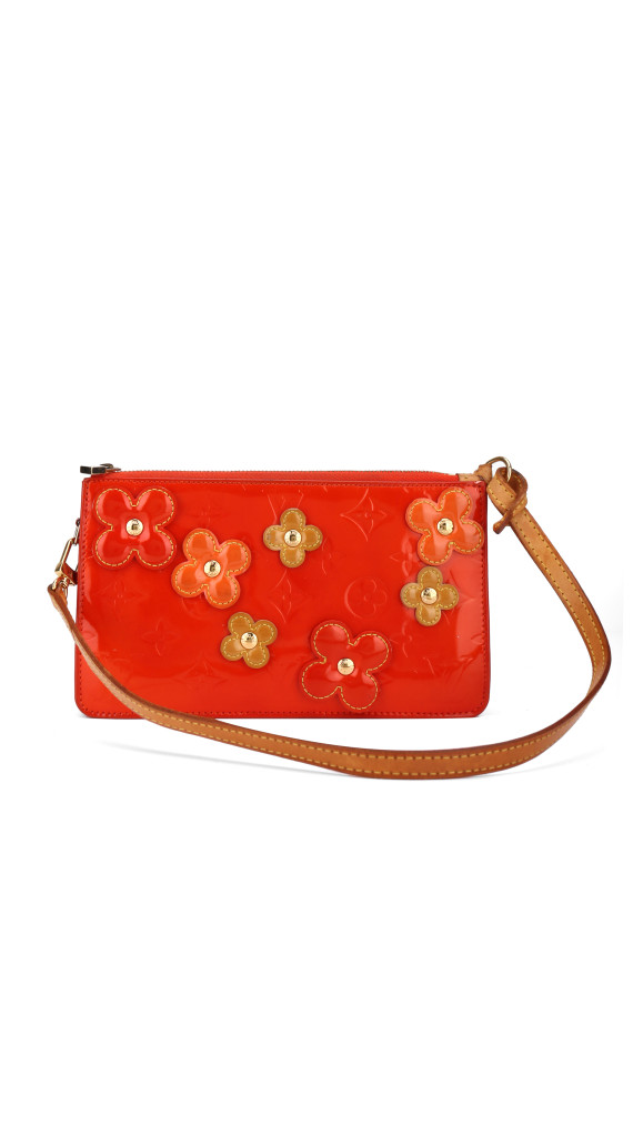 Louis Vuitton Monogram Vernis Flowers Shoulder Bag Oransjerød
