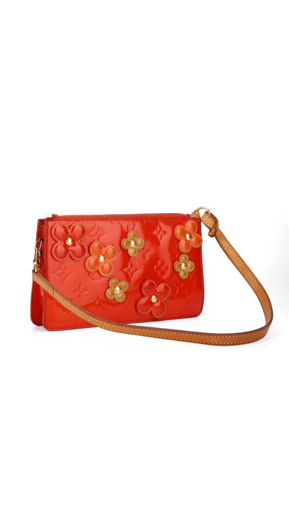 Louis Vuitton Monogram Vernis Flowers Shoulder Bag Oransjerød