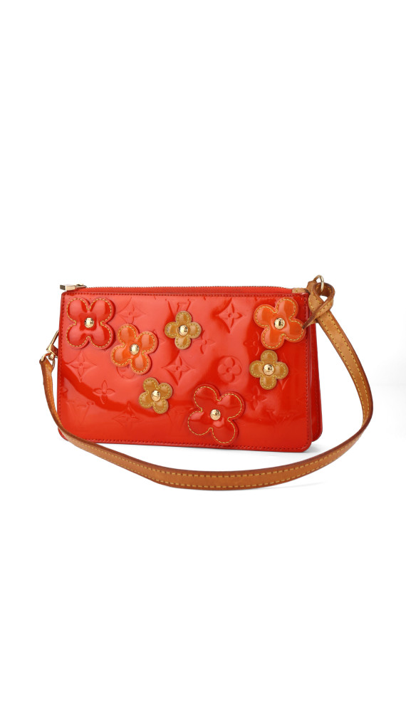 Louis Vuitton Monogram Vernis Flowers Shoulder Bag Oransjerød