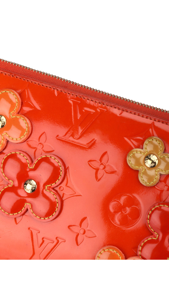 Louis Vuitton Monogram Vernis Flowers Shoulder Bag Oransjerød