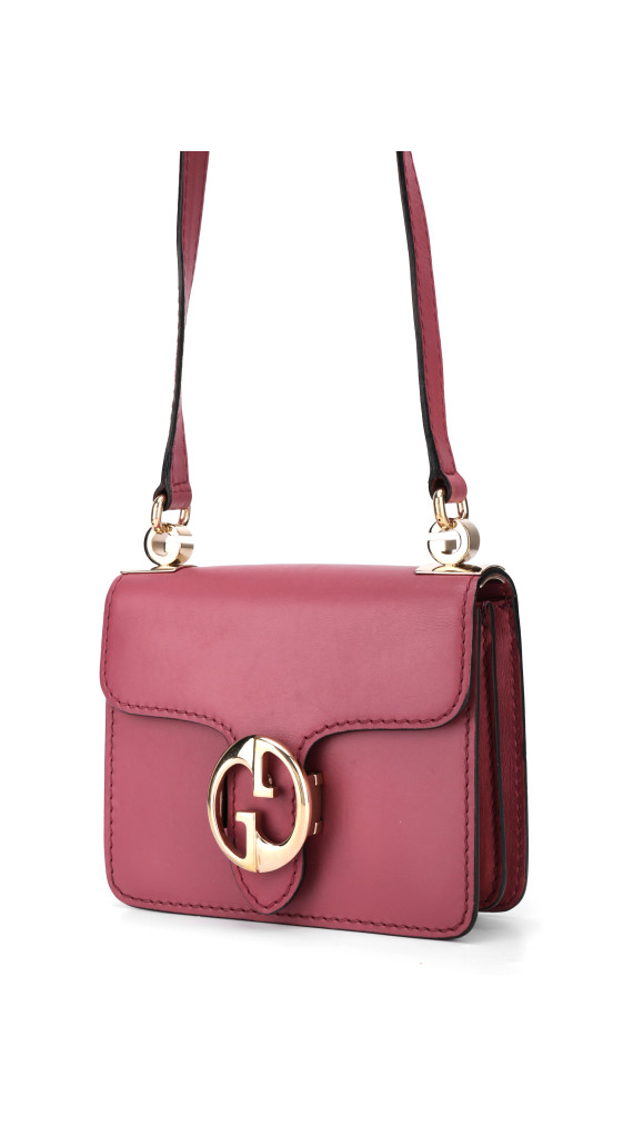 Gucci GG Marmont Mini Shoulder Bag i vinrød skinn