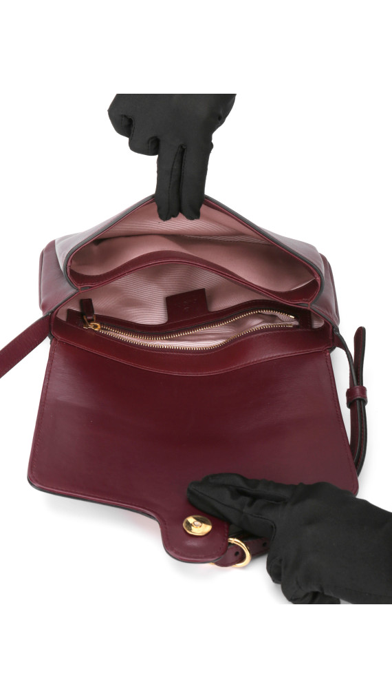 Gucci GG Marmont Skulderveske i Bordeaux Skinn